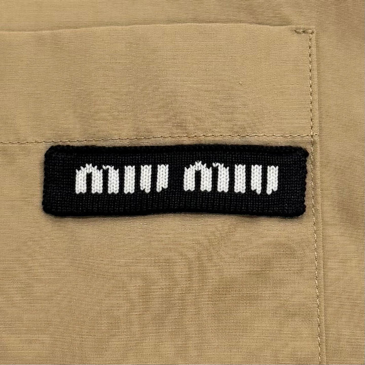 Excellent MIUMIU Long sleeve shirt Plain with logo patch beige cotton 38 MK1727