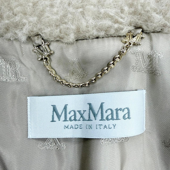 Excellent Max Mara Teddy bear Silk blend cape poncho beige alpaca 24147311416