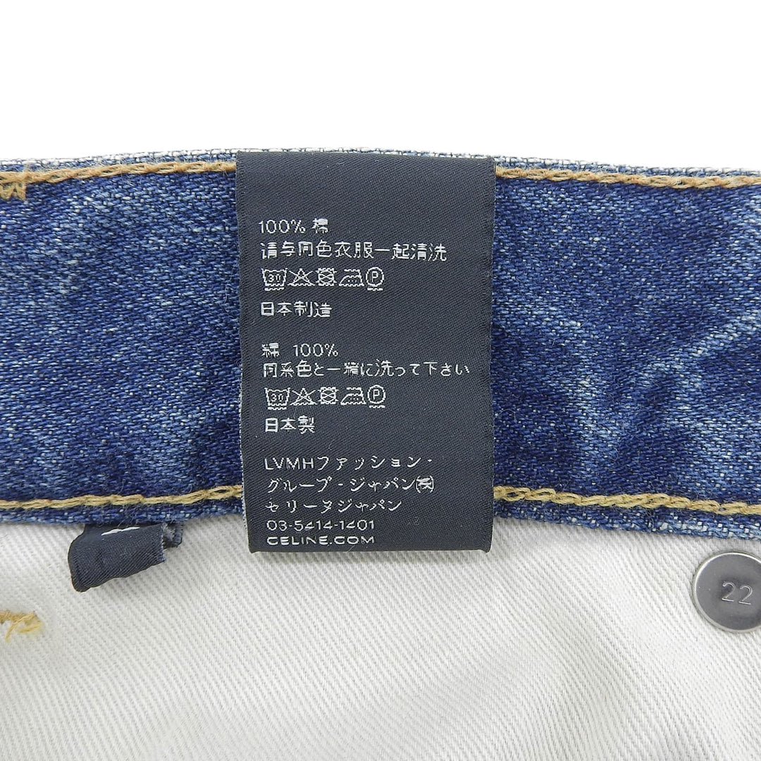 Pristine CELINE Denim pants cut off Indigo cotton Women 24 N757 930F 07UW