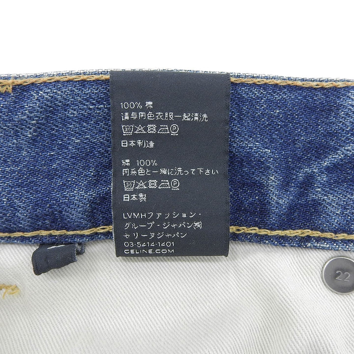 Pristine CELINE Denim pants cut off Indigo cotton Women 24 N757 930F 07UW