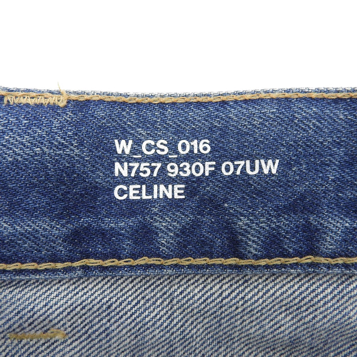 Pristine CELINE Denim pants cut off Indigo cotton Women 24 N757 930F 07UW