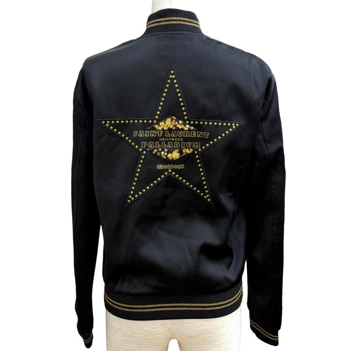 Great SAINT LAURENT PARIS Jacket Teddy Palladium black Rayon Women 36 443399