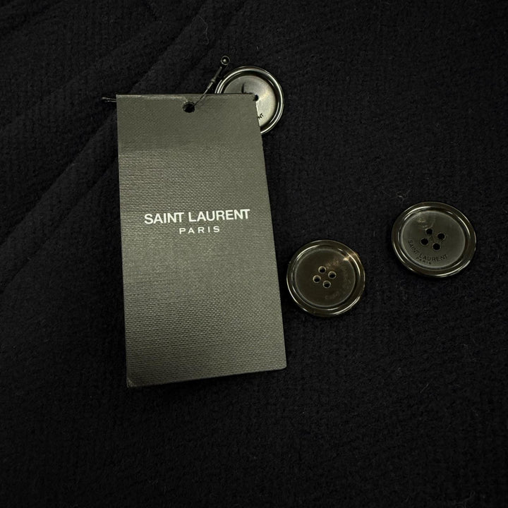 Excellent SAINT LAURENT PARIS pea coat double-breasted Navy wool Women 36 720194