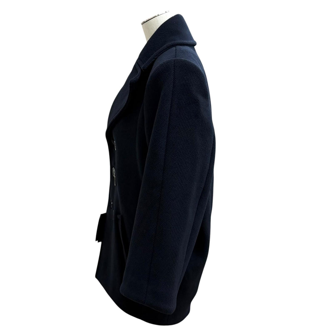 Excellent SAINT LAURENT PARIS pea coat double-breasted Navy wool Women 36 720194