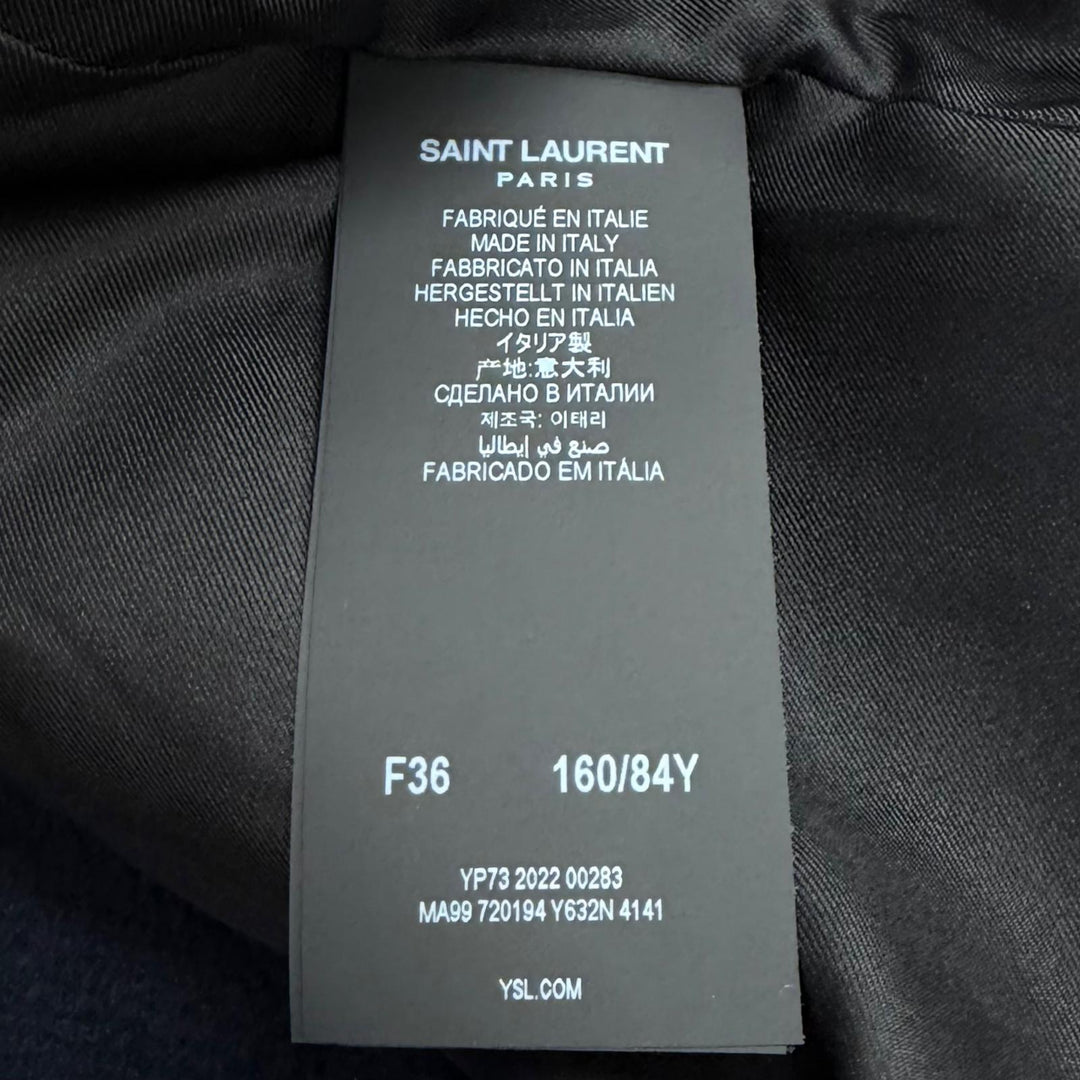 Excellent SAINT LAURENT PARIS pea coat double-breasted Navy wool Women 36 720194