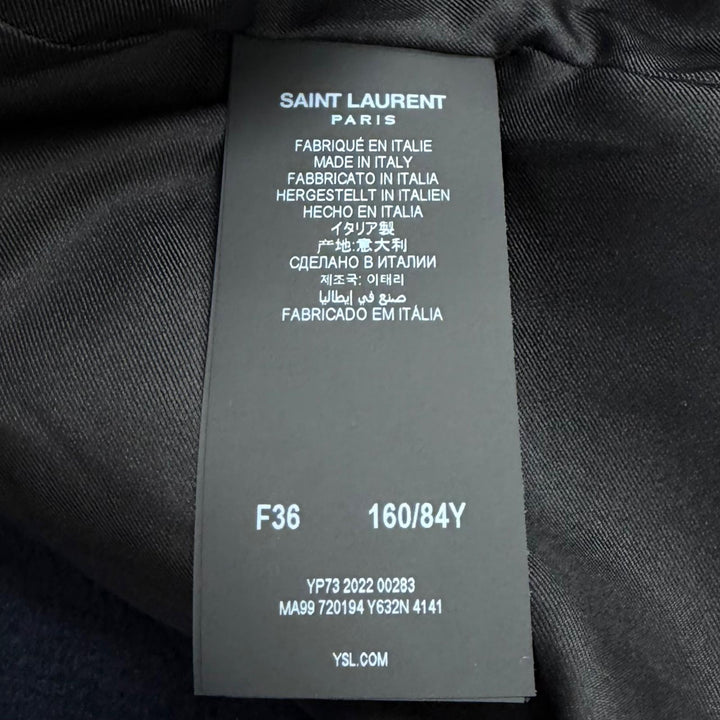 Excellent SAINT LAURENT PARIS pea coat double-breasted Navy wool Women 36 720194