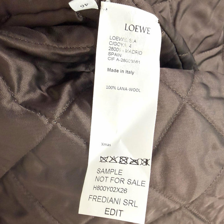 Excellent LOEWE Stajan Owl Varsity Jacket beige wool mens 46 H800Y02X26