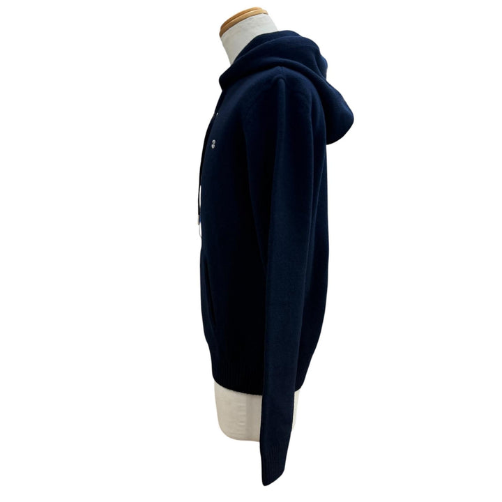 Excellent CELINE sweater Triomphe knit hoodie pullover Navy wool S 2AC87048T