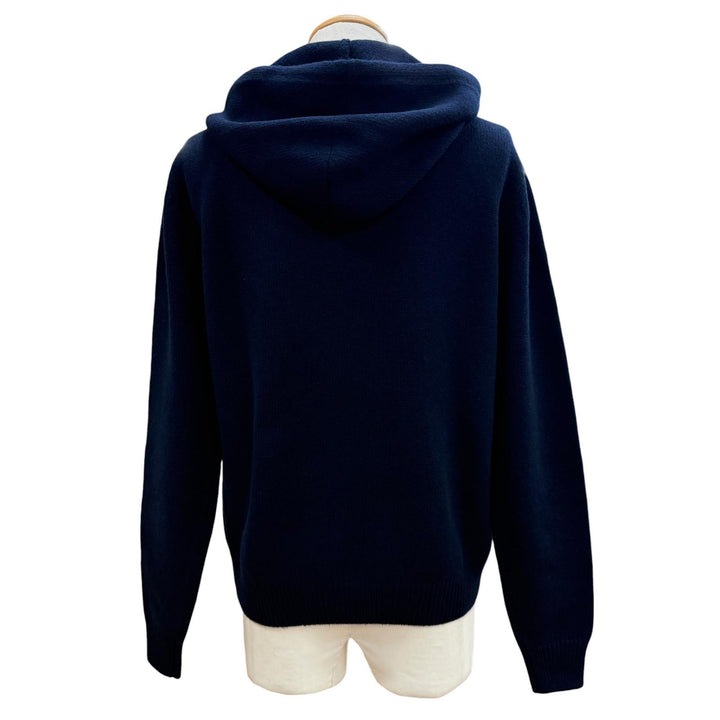 Excellent CELINE sweater Triomphe knit hoodie pullover Navy wool S 2AC87048T