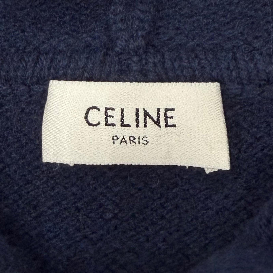 Excellent CELINE sweater Triomphe knit hoodie pullover Navy wool S 2AC87048T