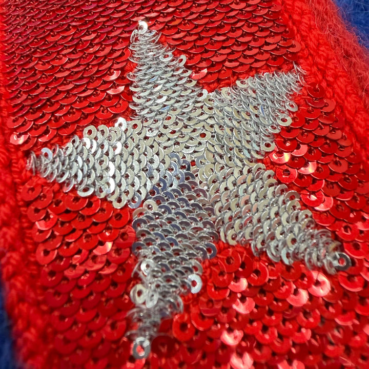 Excellent CELINE cardigan Star sequin knit blue alpaca mens M 2AG33420U