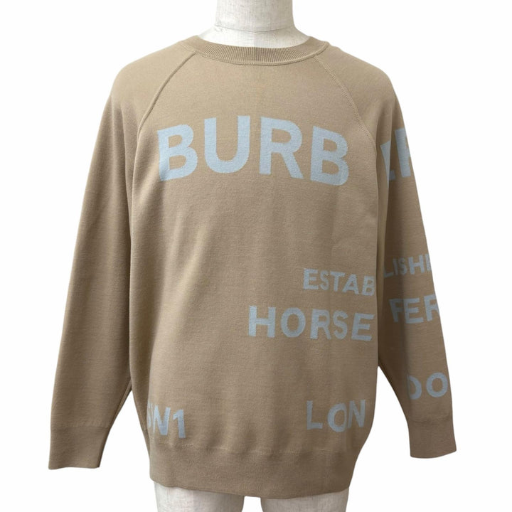 Excellent BURBERRY sweater Horseferry Knit beige Super Merino