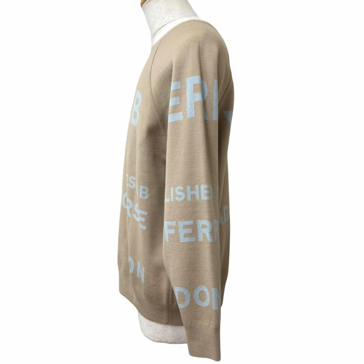 Excellent BURBERRY sweater Horseferry Knit beige Super Merino