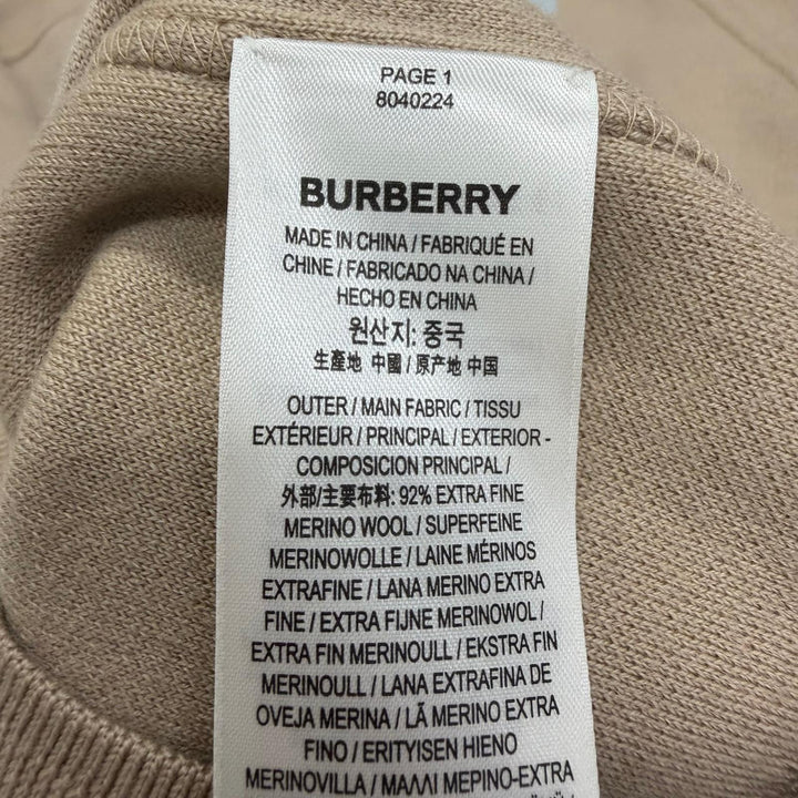 Excellent BURBERRY sweater Horseferry Knit beige Super Merino