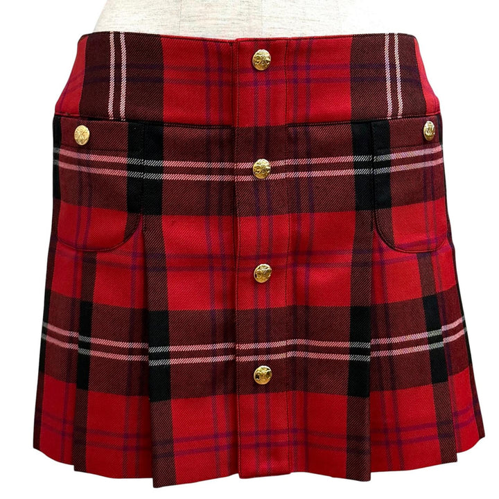 Excellent CELINE Pleated skirt Red wool Women 36 2J744696X.27NU