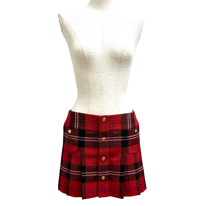 Excellent CELINE Pleated skirt Red wool Women 36 2J744696X.27NU