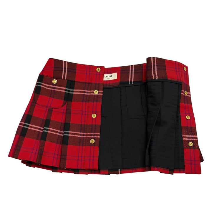 Excellent CELINE Pleated skirt Red wool Women 36 2J744696X.27NU