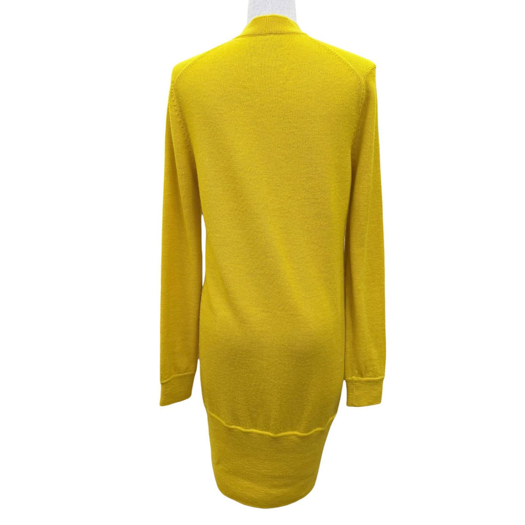Excellent HERMES cardigan Logo Button Long Sleeve Long Knit yellow alpaca 34