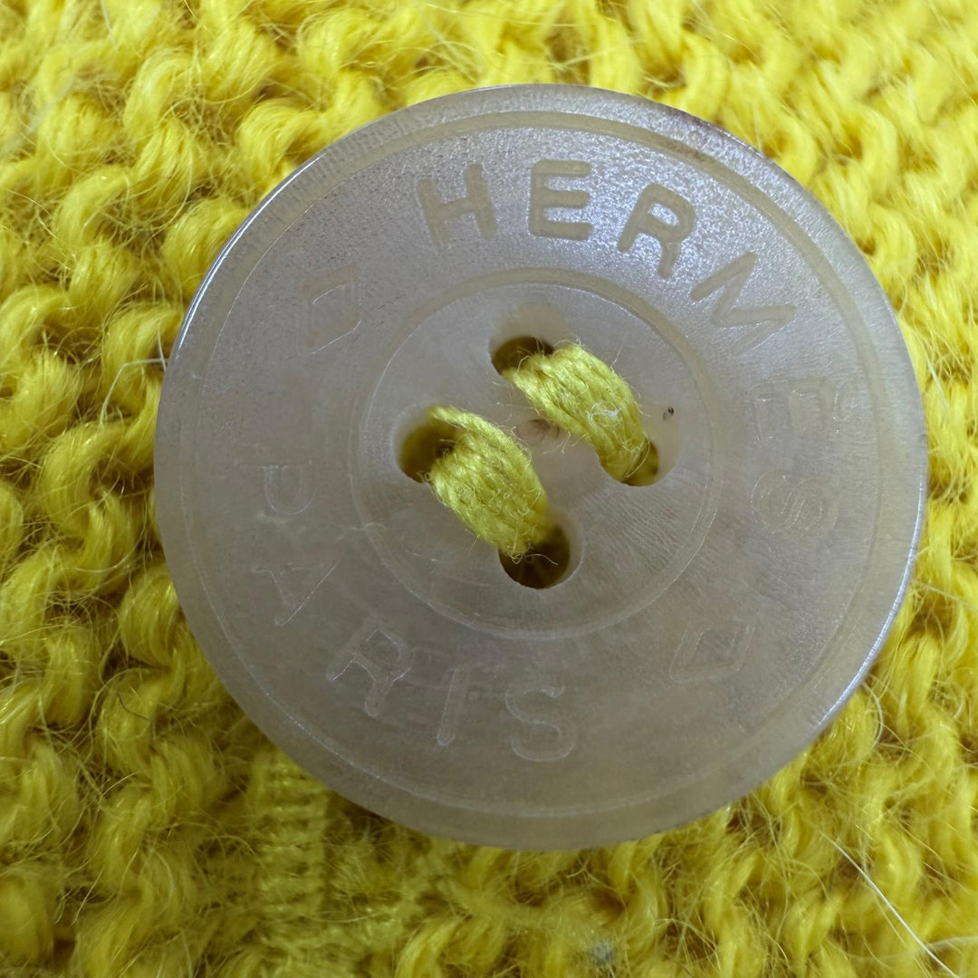 Excellent HERMES cardigan Logo Button Long Sleeve Long Knit yellow alpaca 34