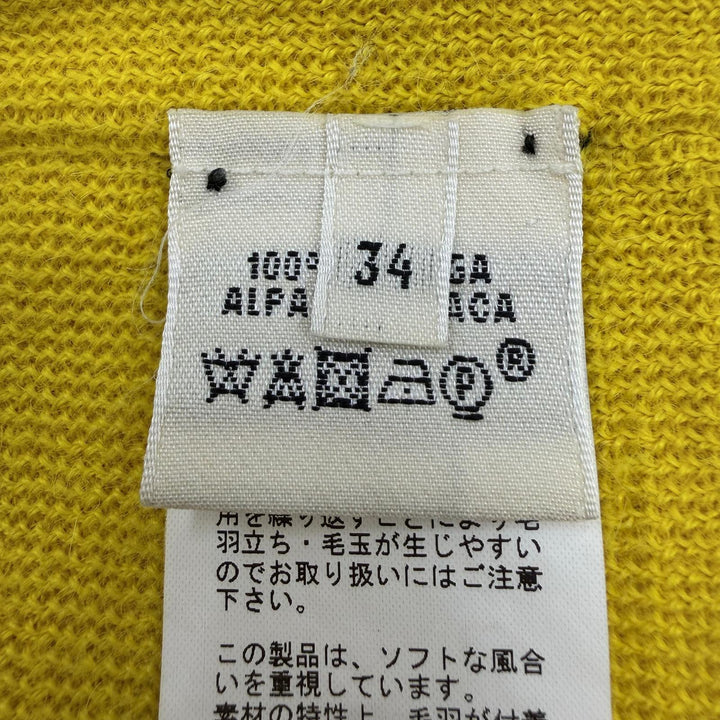 Excellent HERMES cardigan Logo Button Long Sleeve Long Knit yellow alpaca 34