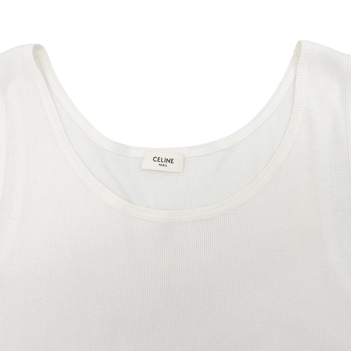 Excellent CELINE Tank top Triomphe embroidery rib knit silk XL 2X365322T.01OB