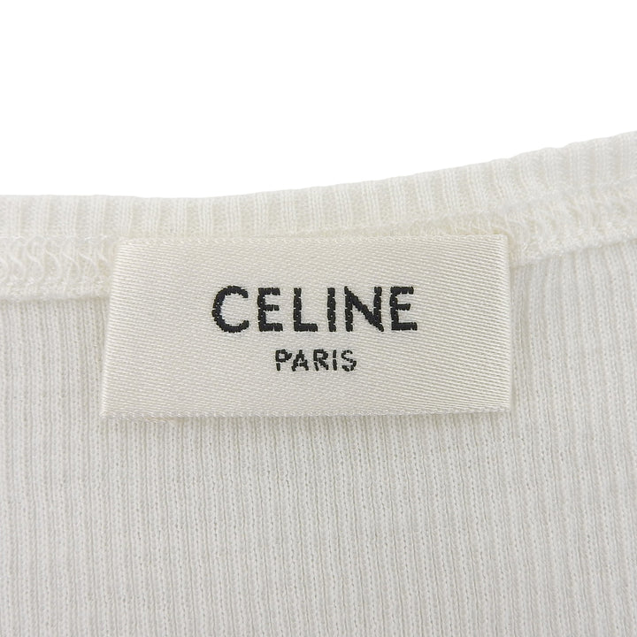 Excellent CELINE Tank top Triomphe embroidery rib knit silk XL 2X365322T.01OB