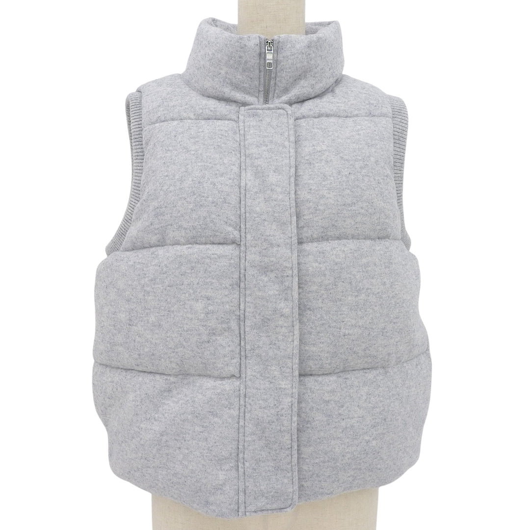 Excellent HUGO BOSS Down vest Stand collar, padded gray wool Women S