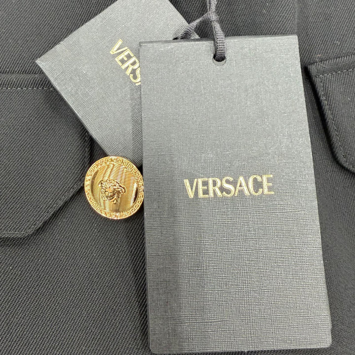 Excellent VERSACE skirt Medusa Button Mini Pencil Skirt black wool 36 1017006
