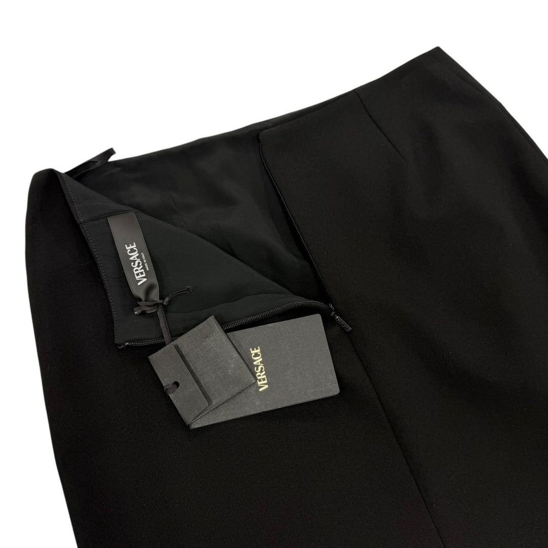 Excellent VERSACE skirt Medusa Button Mini Pencil Skirt black wool 36 1017006