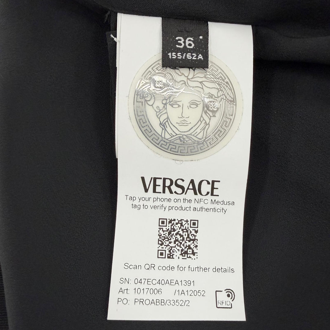 Excellent VERSACE skirt Medusa Button Mini Pencil Skirt black wool 36 1017006