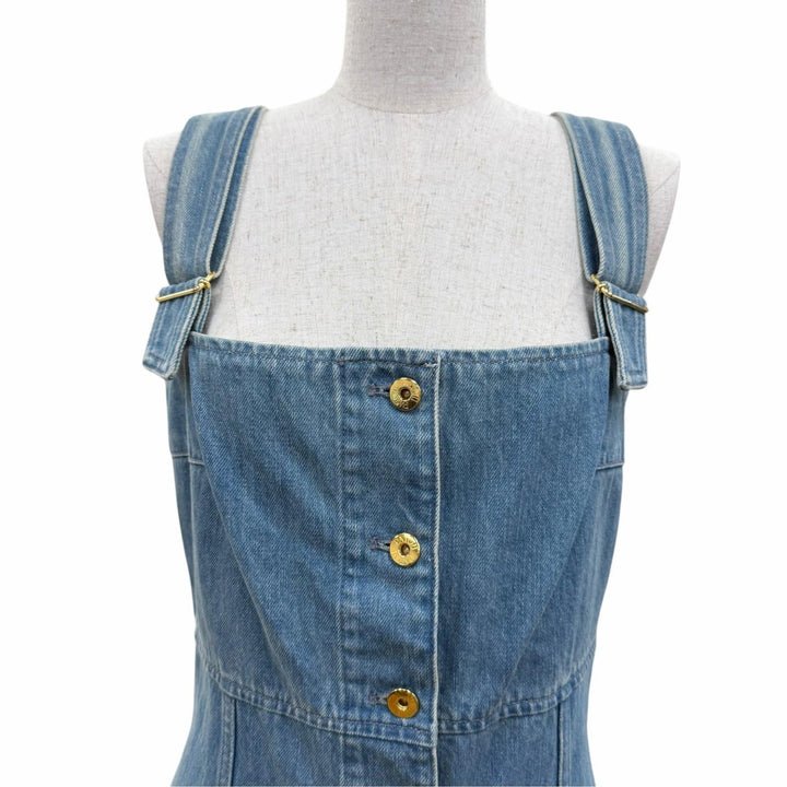 Pristine PATOU one piece Sleeveless denim chambray dress Indigo blue cotton 38