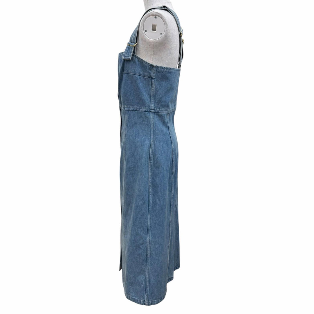 Pristine PATOU one piece Sleeveless denim chambray dress Indigo blue cotton 38