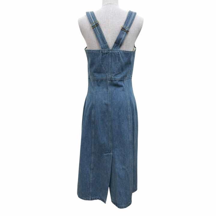 Pristine PATOU one piece Sleeveless denim chambray dress Indigo blue cotton 38