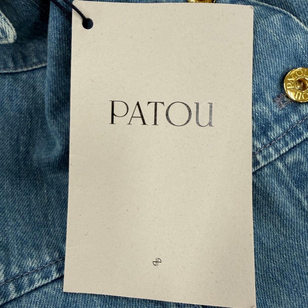 Pristine PATOU one piece Sleeveless denim chambray dress Indigo blue cotton 38