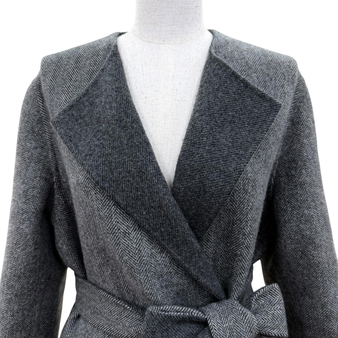 Excellent CELINE coat Double-faced, long-length, belted gray cashmere 34