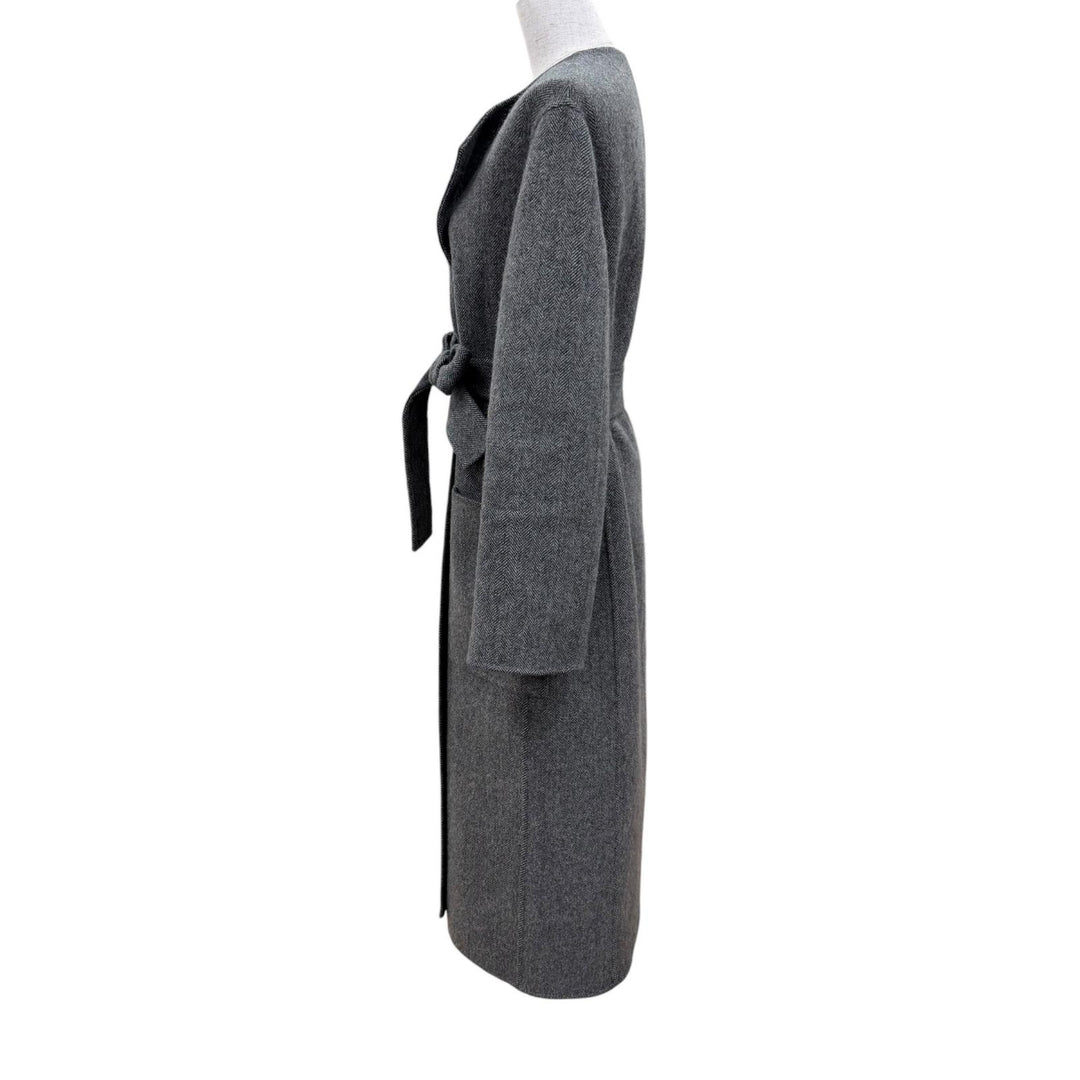 Excellent CELINE coat Double-faced, long-length, belted gray cashmere 34