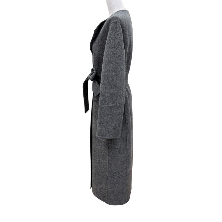 Excellent CELINE coat Double-faced, long-length, belted gray cashmere 34