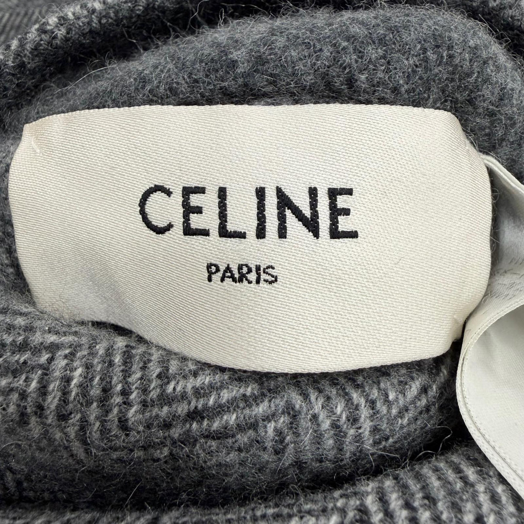 Excellent CELINE coat Double-faced, long-length, belted gray cashmere 34