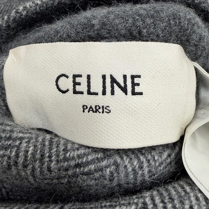 Excellent CELINE coat Double-faced, long-length, belted gray cashmere 34