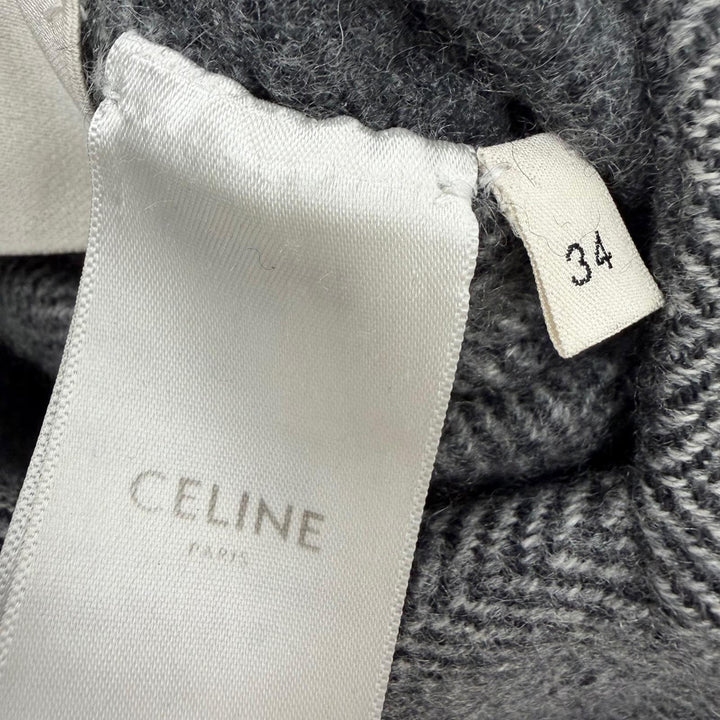 Excellent CELINE coat Double-faced, long-length, belted gray cashmere 34