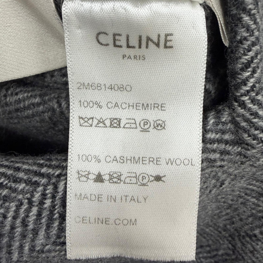 Excellent CELINE coat Double-faced, long-length, belted gray cashmere 34