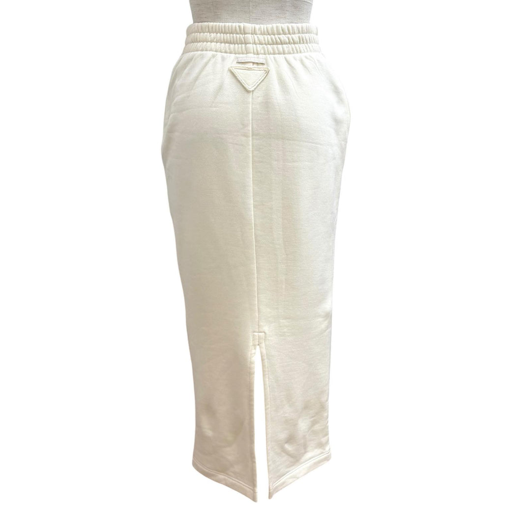 Excellent PRADA skirt Triangle logo Ivory cotton Women XS 131104