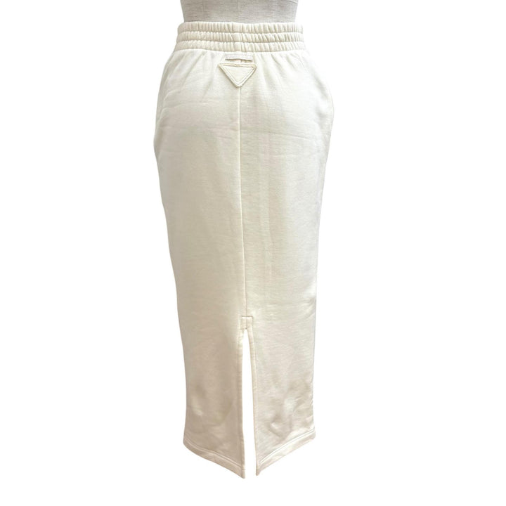 Excellent PRADA skirt Triangle logo Ivory cotton Women XS 131104