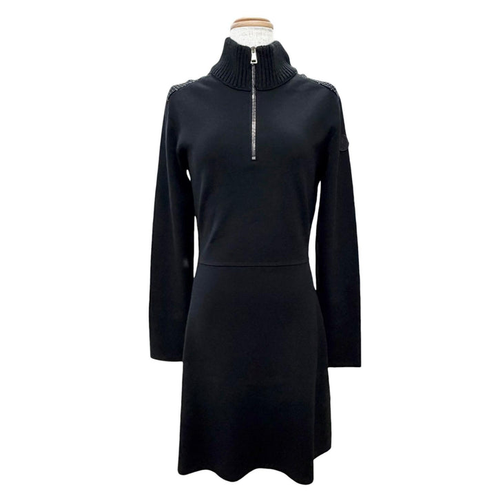 Pristine MONCLER one piece Logo patch, mini studs, knit top black S I20939L00004