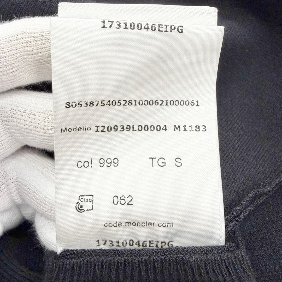 Pristine MONCLER one piece Logo patch, mini studs, knit top black S I20939L00004