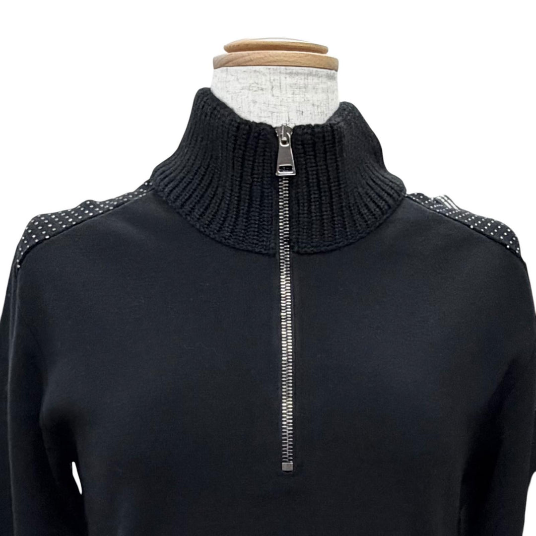 Pristine MONCLER one piece Logo patch, mini studs, knit top black S I20939L00004