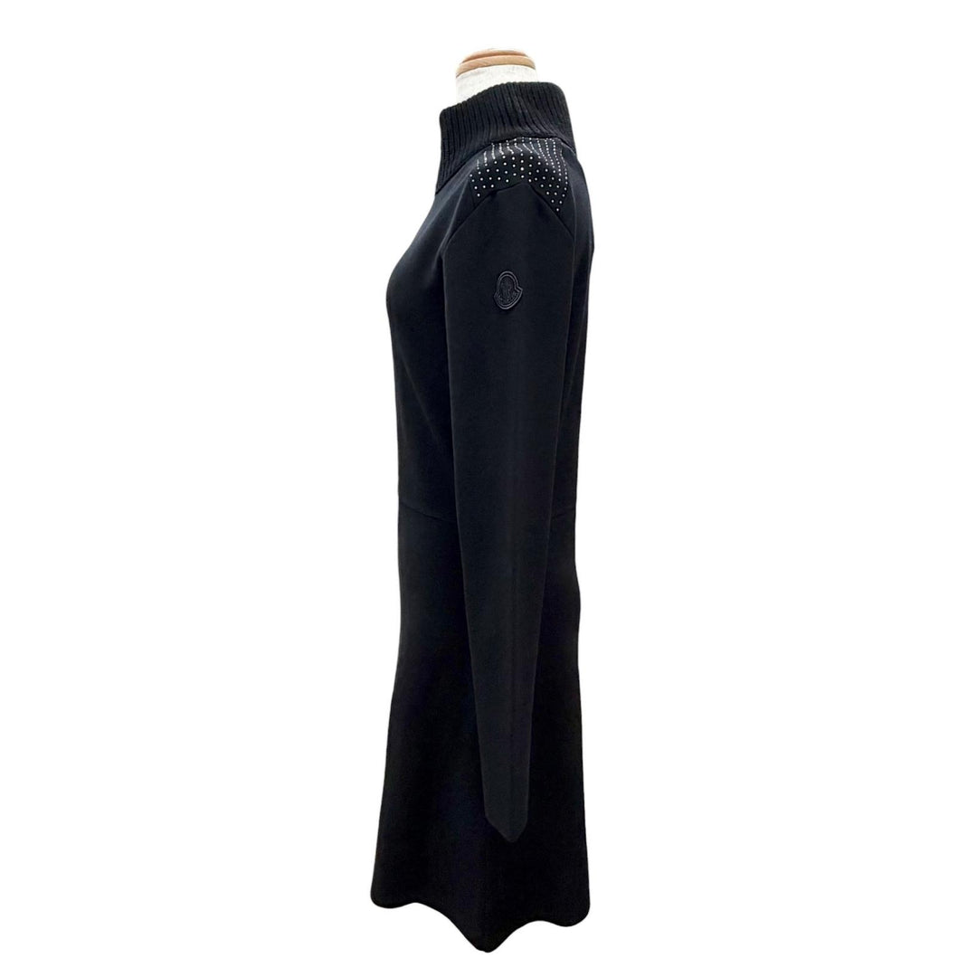 Pristine MONCLER one piece Logo patch, mini studs, knit top black S I20939L00004