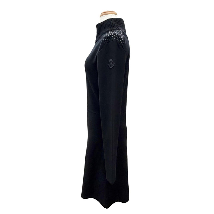 Pristine MONCLER one piece Logo patch, mini studs, knit top black S I20939L00004