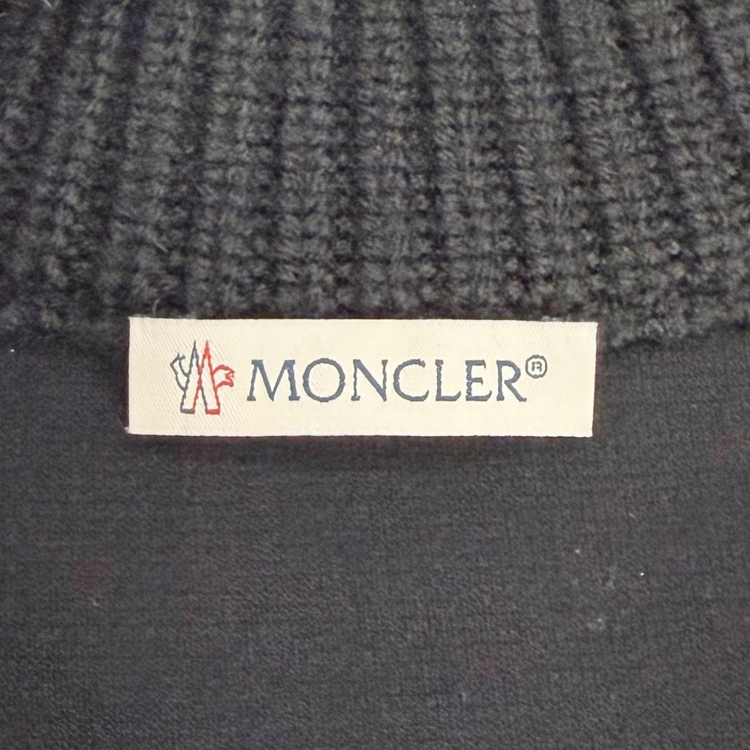 Pristine MONCLER one piece Logo patch, mini studs, knit top black S I20939L00004