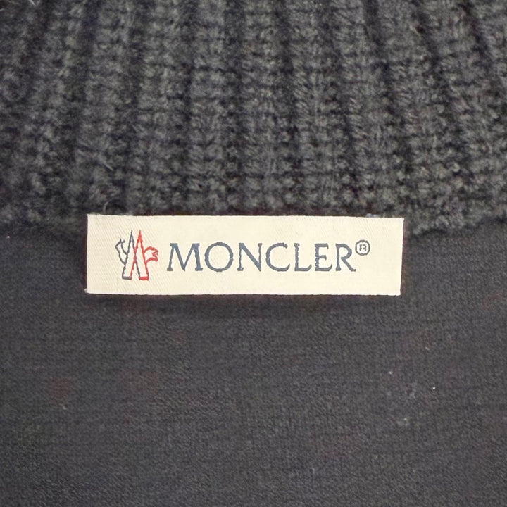 Pristine MONCLER one piece Logo patch, mini studs, knit top black S I20939L00004